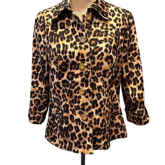 Charter Club Women's Leopard Print Blazer Size L Multicolor Animal Print - Picture 1 of 11